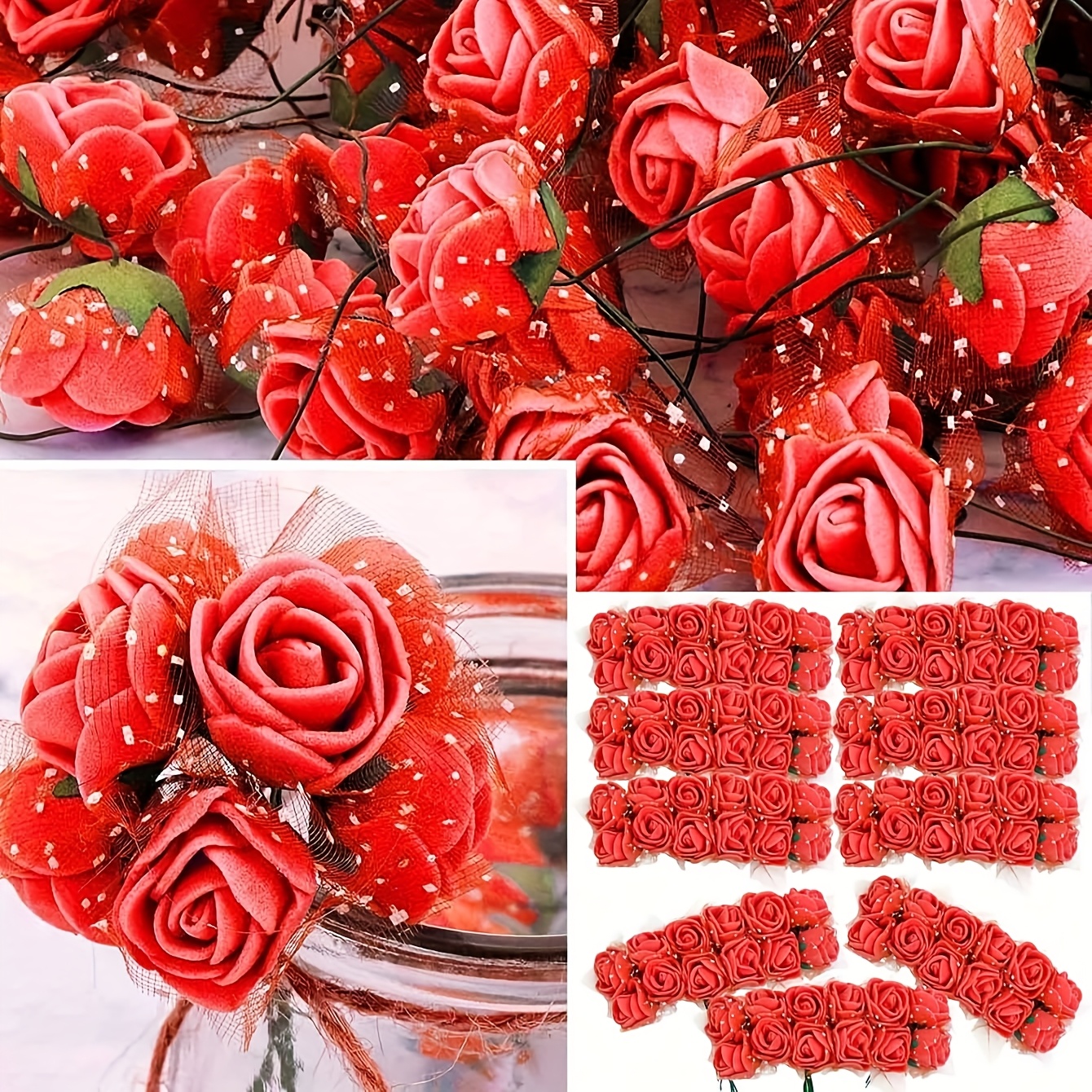 

1 Pack Of 144 Red Artificial Rose Heads, Foam Roses, Suitable For Weddings, Decorations, Bouquets, Ideal For Diy Flower Wall Decor, Cake Decoration, Centerpiece, Wedding Banquets, And Gifts For .