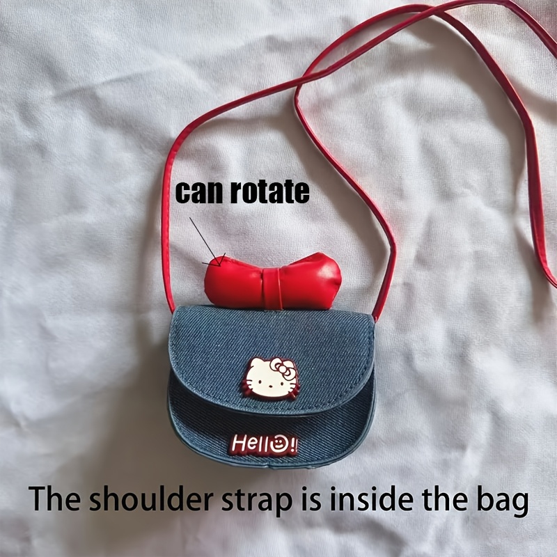Image of 's Adorable Crossbody Bag For Women Features A Red Shoulder Strap With A Red Bow. Compact And Exquisitely Designed, Easy To Carry. This Cosmetic Pouch Makes An Ideal Gift For Birthdays Or Christmas