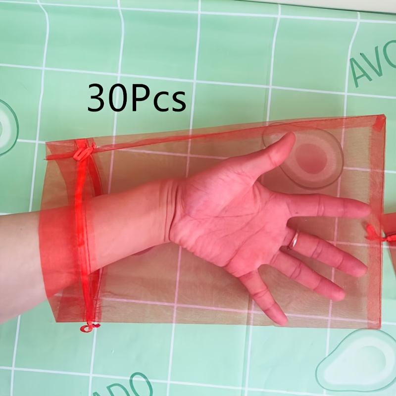 Image of 30pcs, Red Drawstring Organza Bag, Red Bundling Bag Of Sizes, Used For Gifts, Jewelry Packaging, Suitable For Christmas, Wedding, New Year, Party Decoration
