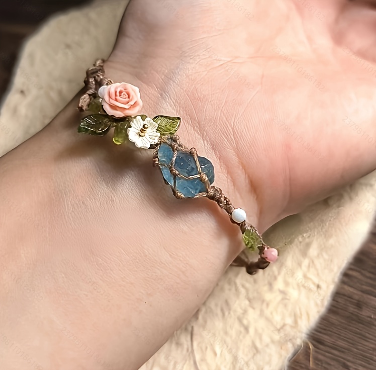 quality natural bracelet     natural and synthetic fiber rope april birthstone   blue starry elements suitable for daily wear parties vacations valentines day earth day new year seasonal accessories daily wear wreath     design bouquet accessories halloween christmas outfit gift for teenager Product details 2