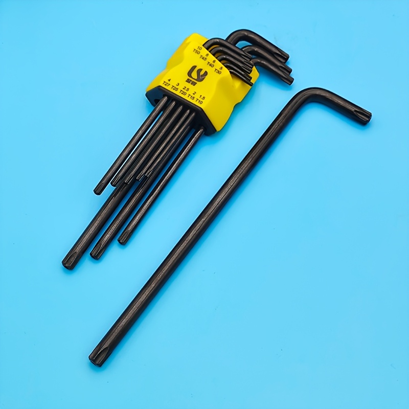 1 set of torx allen wrench 9pcs set   allen wrench set high hardness anti chipping black oxidation anti rust   flower shaped star shaped heat   industrial precision tool kit