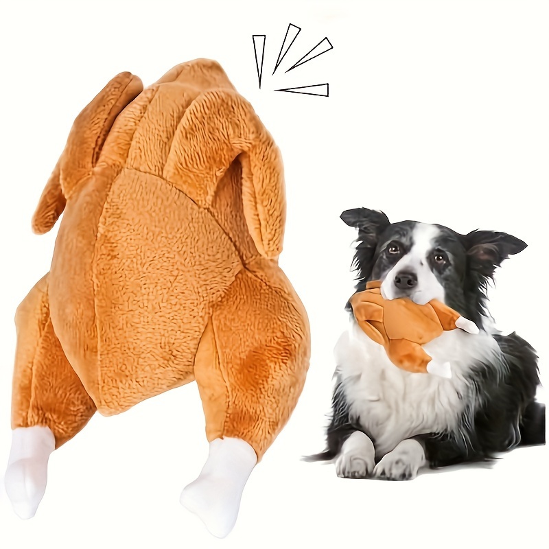 

Turkey Shaped Squeaky Plush Dog Toy - Durable Interactive For Teeth Grinding, All Breed Sizes, Novelty Gobble Sound For