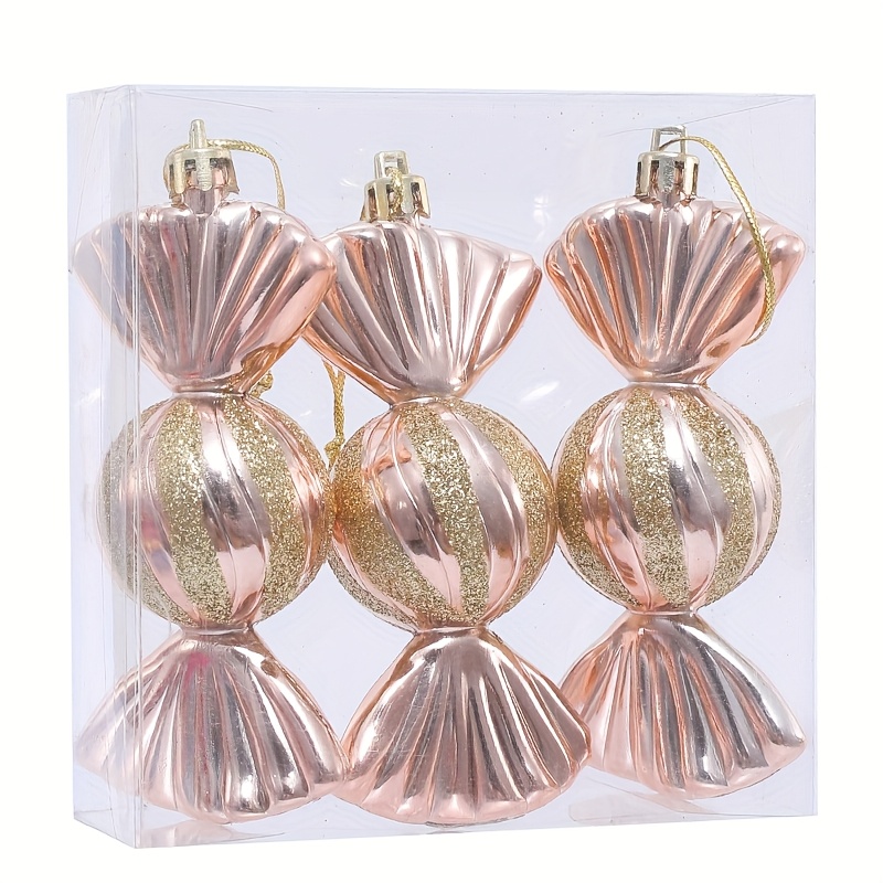TEMU 3pcs Christmas Shiny Candy Pendant, Christmas Tree Decorative Hanging Ornaments, Suitable For Christmas Christmas Tree Decorations, Candy