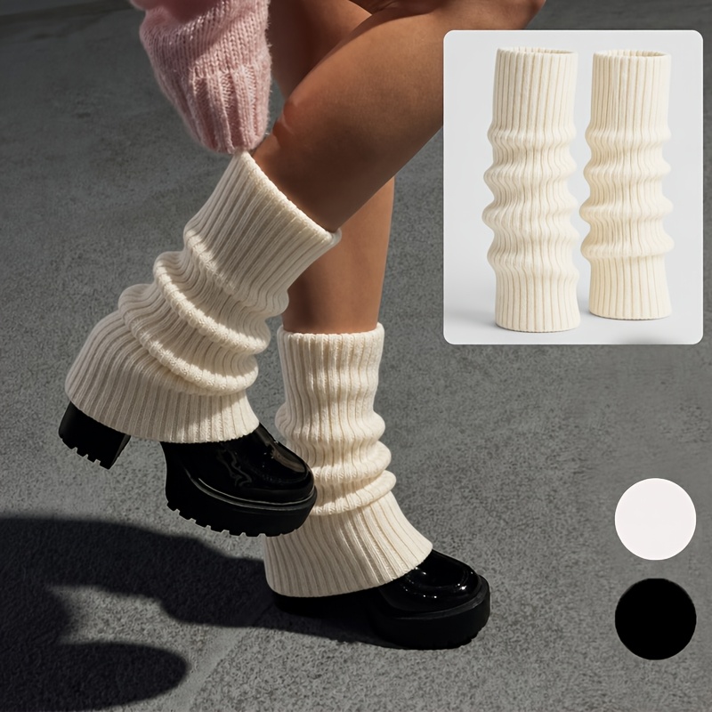 1/2-pair White Slouchy Sock Covers, Fashionable And Versatile Solid-color Slouchy Socks, Cute And Sweet Women's Sock Covers