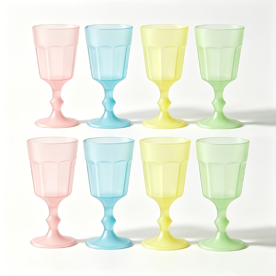 TEMU 8pcs Mini Highball Glasses Macaron-colored Highball Glasses Retro Ribbed Pp Plastic Wine Glasses Home Party Cups
