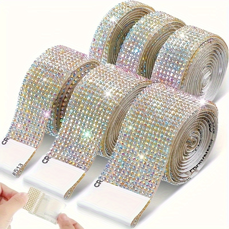 self adhesive crystal rhinestone ribbon bling sparkle trim wrap for diy crafts wedding home decorations vase cosmetics accessories details 0