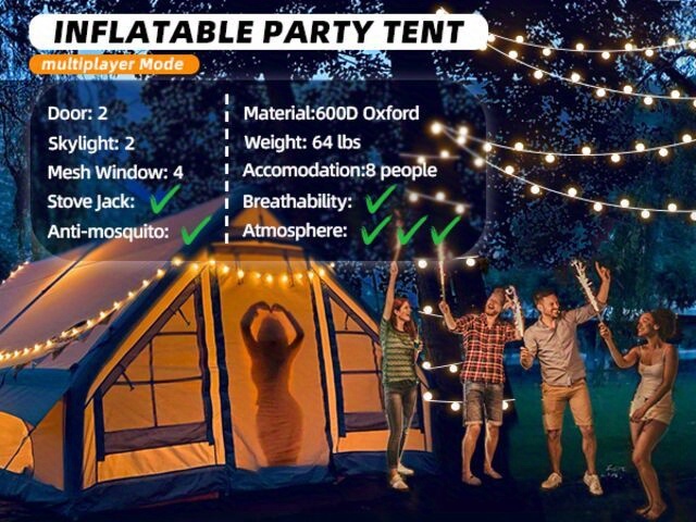 WISE Tiger 13 Ft. X 10 Ft. Inflatable Camping Tent, 130 SFT