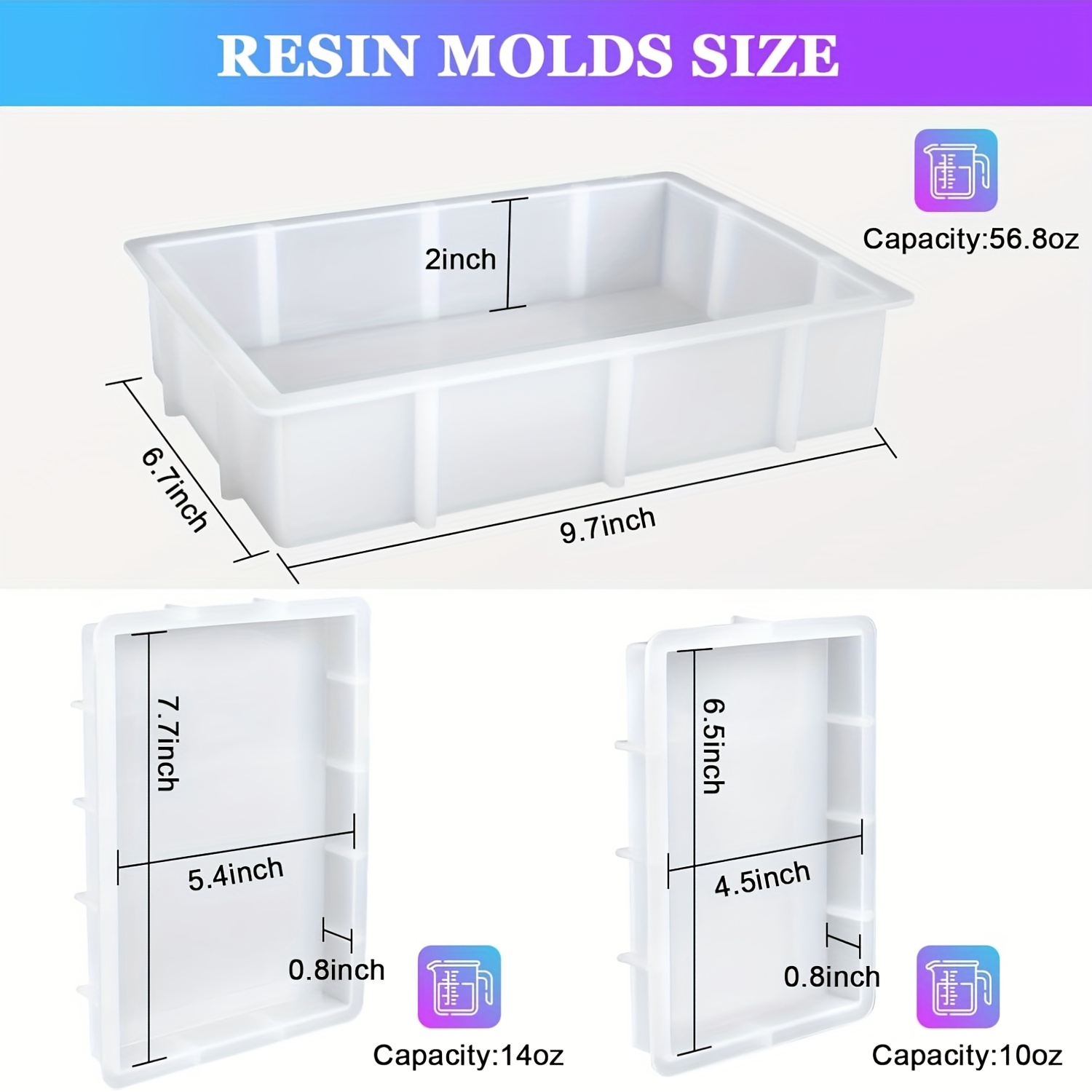 Rectangular Silicone Molds For Epoxy Resin, Deep Casting Epoxy Mold For Flowers Preservation, Diy Artwork, Office Home Decoration