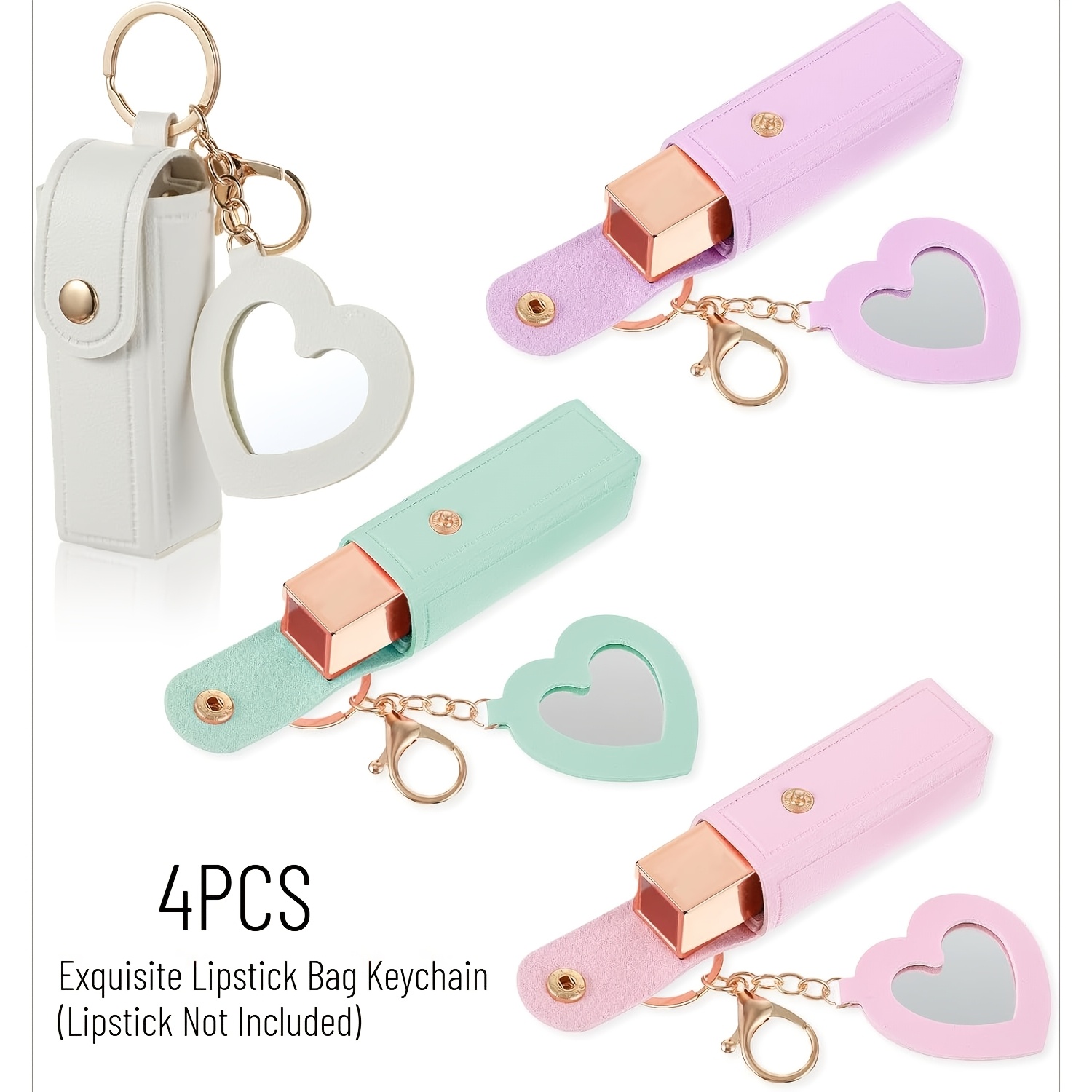 TEMU 4pcs Lipstick Keychain Set, Lipstick Keychain, Colored Lip Balm Keychain, Suitable For Pocket Bag Accessories