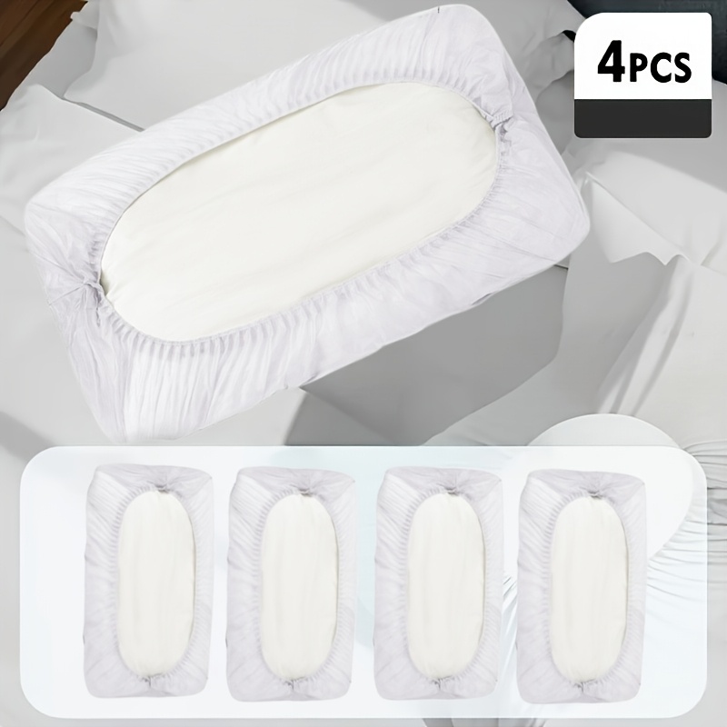 Image of 4pcs Soft Disposable Travel Pillowcases, Thickened Non- Fabric, Travel Bedding Set,, Hand Washable, Suitable For Hotel, , Travel, Outdoor Camping