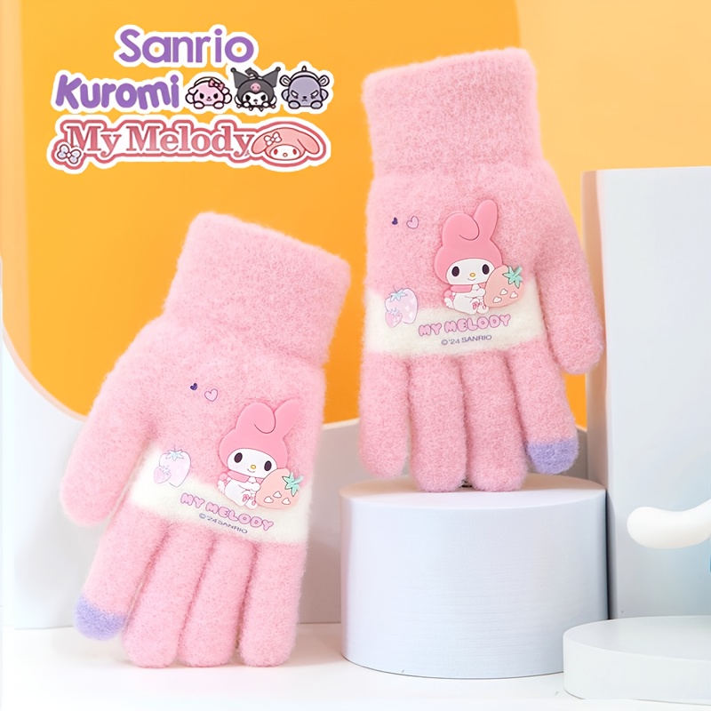 1pc Gloves Autumn Winter Thick Plush Full Finger Gloves Cute Cartoon Warm Knit Gloves Boys Girls Cold-resistant Full Finger Gloves Suitable For Daily Outing Wear Suitable For 5 Year Old Children