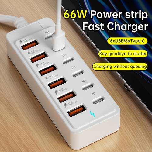 12 port usb fast charging station max 25w per port high speed charging 6 type c pd 6 usb a ports suitable for laptops tablets multiple devices power hub for tech enthusiasts holiday gift