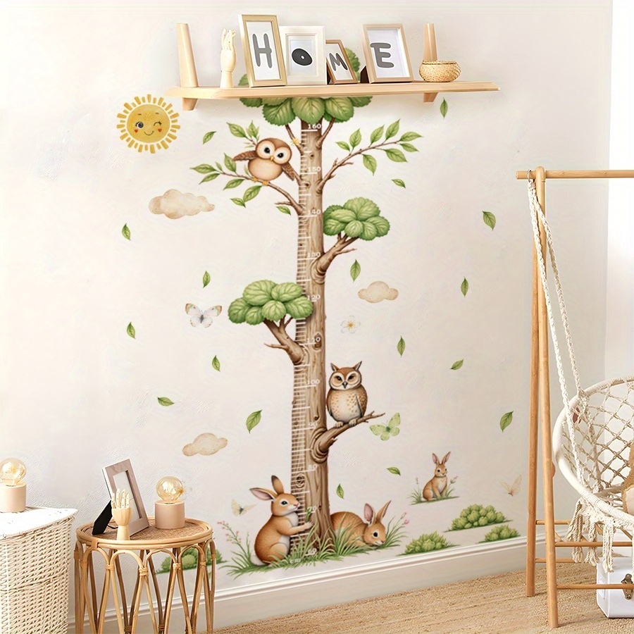 Set of 2 Cartoon Animal Wall Stickers for Measuring Height