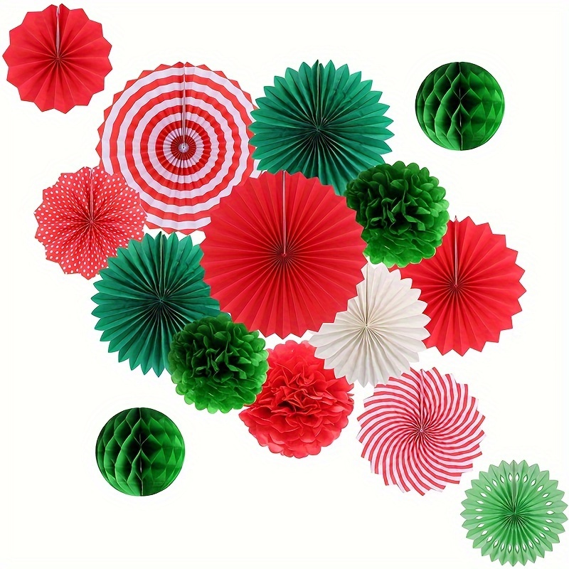 

15pcs Hanging Decorations Set Fan And For Christmas Engagement Decor