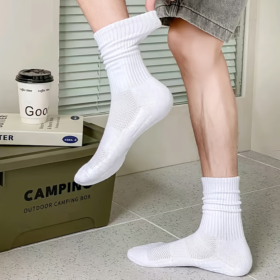 pairs white hollow breathable basketball socks simple Temu