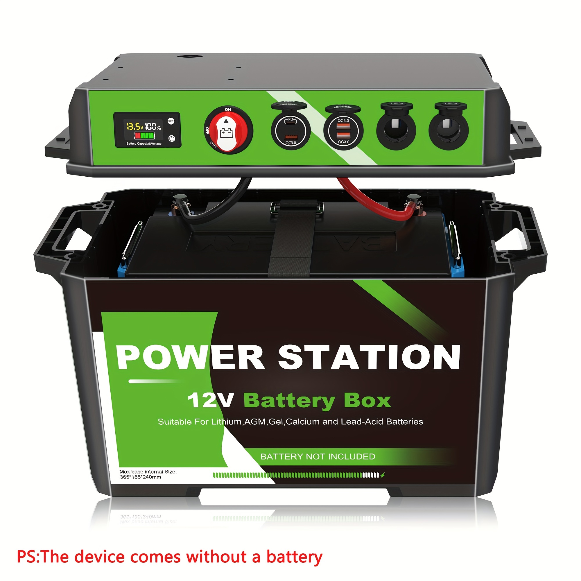 smart battery box qc3.0 type c port anderson plug car socket Temu