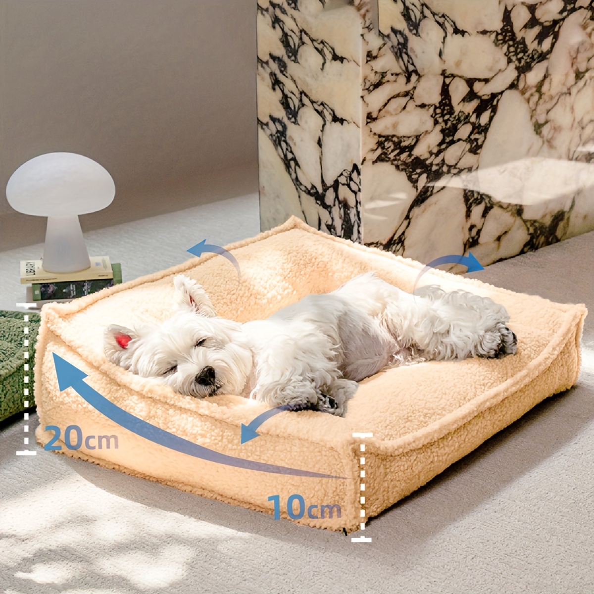 4 season pet bed for small to medium dogs cats washable neck support with removable   plush beige   bed with marble pattern durable lightweight design for   pet bed for dogs   furniture stylish pet accessory comfortable pet furniture Product details 3