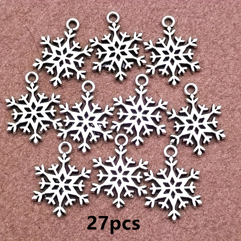 TEMU 27pcs Snowflake Charm Pendants, Bohemian Style Jewelry Accessories, Handmade Making Supplies For Bracelets, Necklaces, Earrings, Christmas