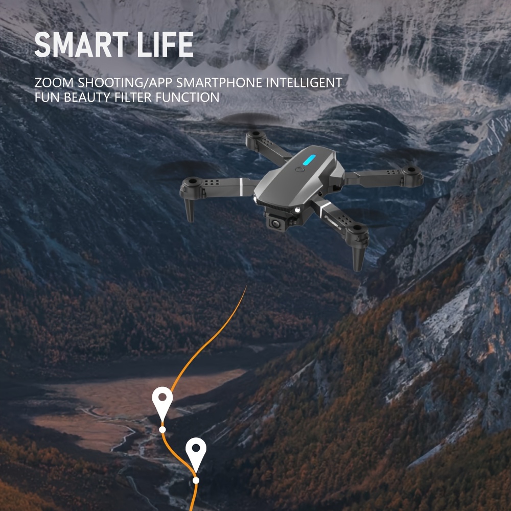 FACEGLE E88 Dron z Podwójnymi Kamerami, Start/Lądowanie Jednym Dotknięciem, Inteligentne Unoszenie się w Powietrzu, Wi-Fi FPV Quadcopter, Długi Czas Lotu, Ładowanie USB, Przyjazny dla Początkujących Dron z Instrukcją, do Fotografii Lotniczej i Vlogowania, Idealne na Prezenty Urodzinowe/Świąteczne (Czarny) - Doskonały dla Młodzieży i Dorosłych, Latający na Zewnątrz, Elegancki Design, Wytrzymała Konstrukcja, Technologii, Mini Dron