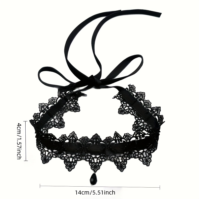 Gothic Lace Crystal Choker Necklace for Halloween Cosplay