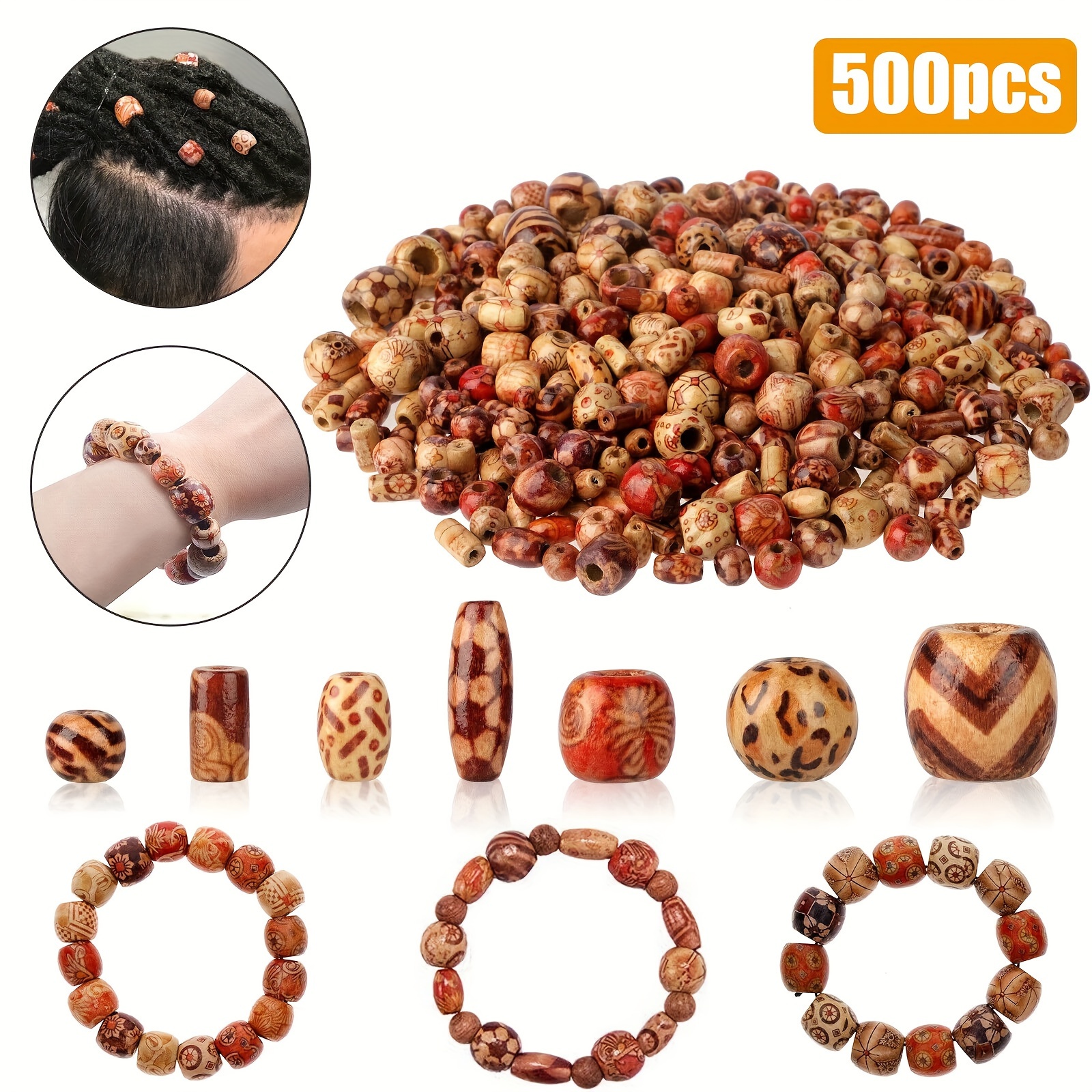 

500pcs Natural Loose Wooden Beads, Assorted Colors Flower Glaze Beads, 10-25mm, For Necklace Bracelets