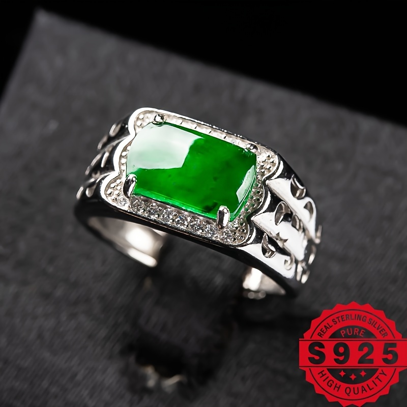 Natural Stone Inlaid 925 Silver DIY Ring — Unisex