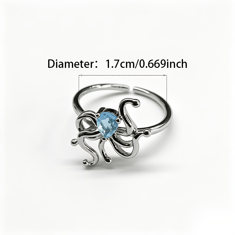 Women's Octopus Open Adjustable Ring with Synthetic Cubic Zirconia