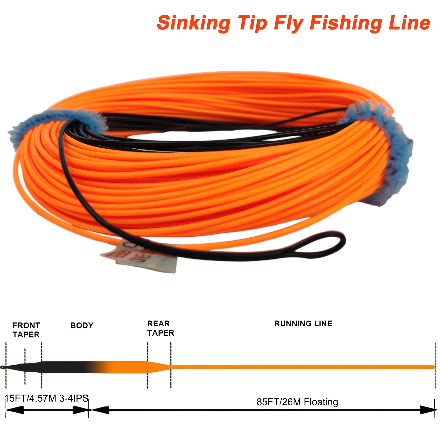 

| Sports 100ft/90ft Premium Fly Fishing Line - Dual-color Sinking Tip, Fast Casting, Pvc Coated With Easy Welded Loops, Ips3-4/ips5-6 Sensitivity, Fishing