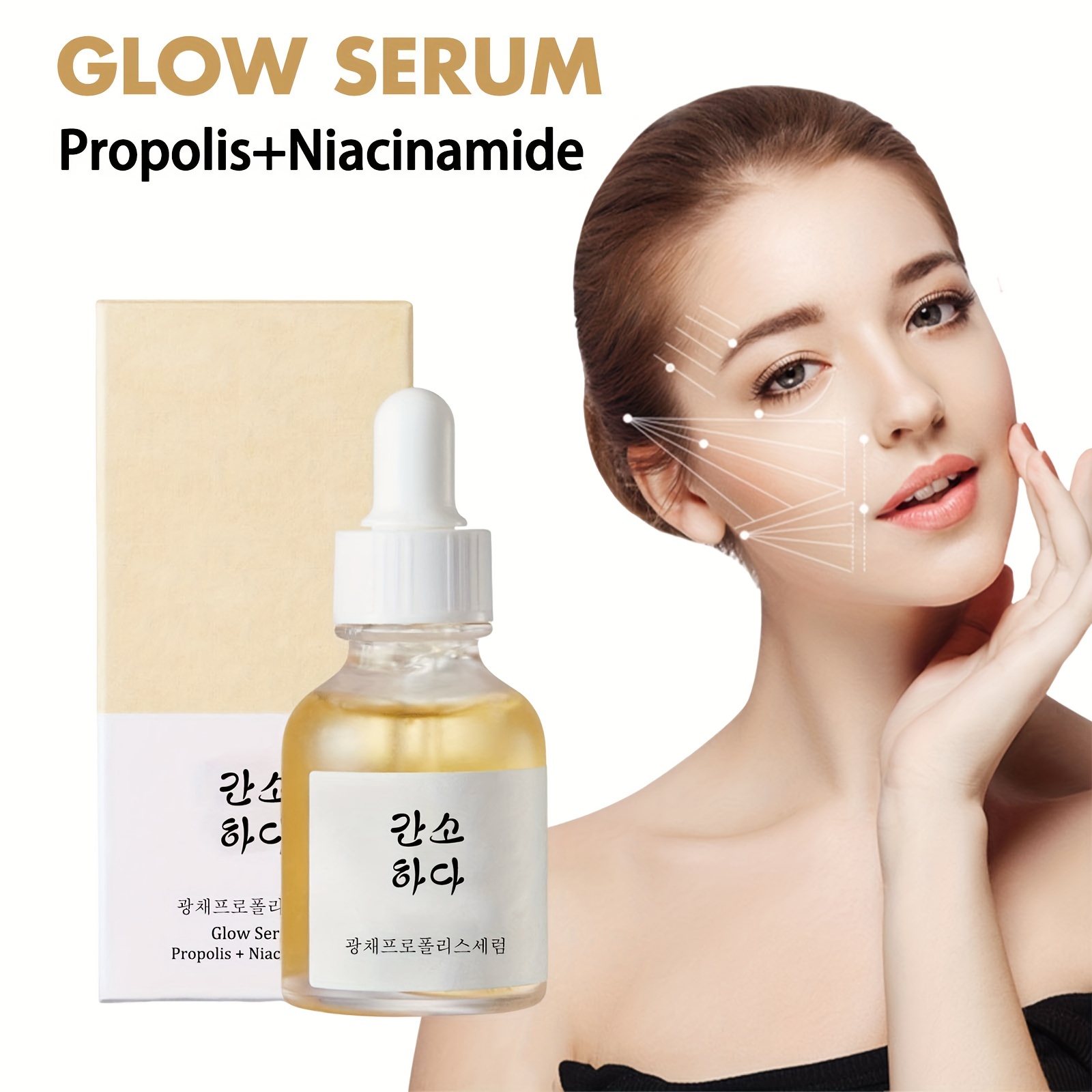 

30ml Propolis Niacinamide Glow Serum, Rejuvenate And Firm Skin, Hydrate And Moisturize Yellowish Skin, Water And Oil Balance, Men And Women Applicable