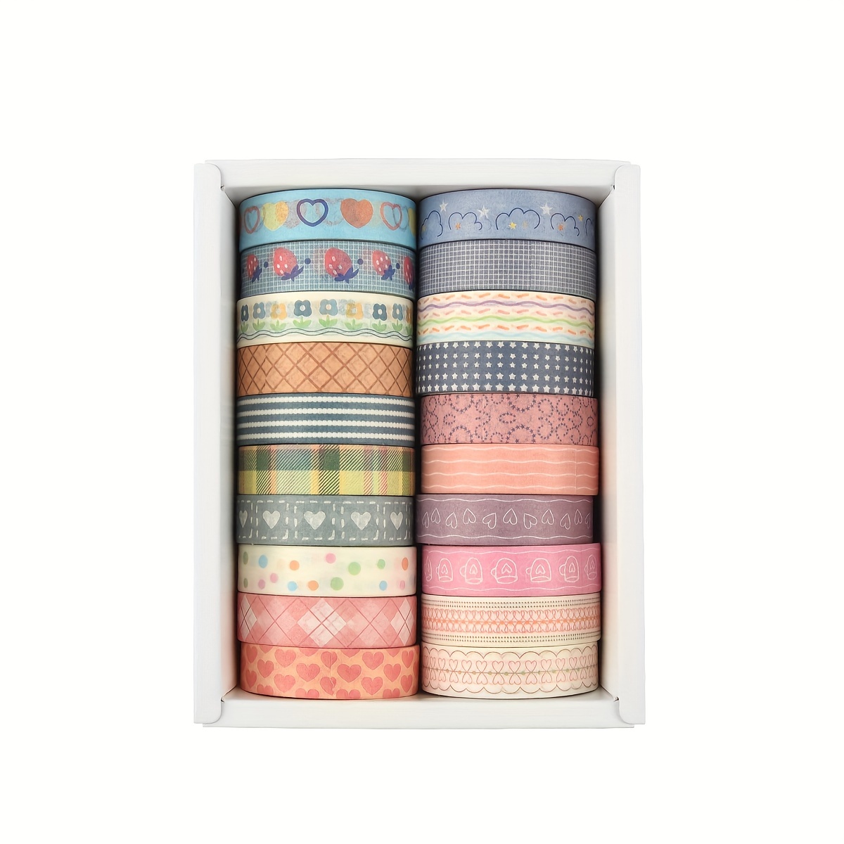 Image of 20 Rolls Of Fresh And Washi Tape, Easy To Tear, Tear Off Without Trace Decorative Sticker Tape Set, Suitable For Diary Album Planner And Party Decoration Tape