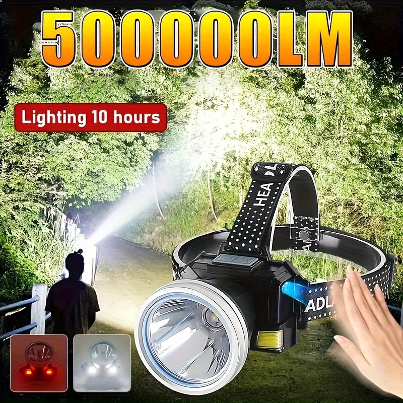 

1 Led Headlight With Infrared Sensing And 3 . Rechargeable Headlight With Built-in Battery. Headlight Flashlight