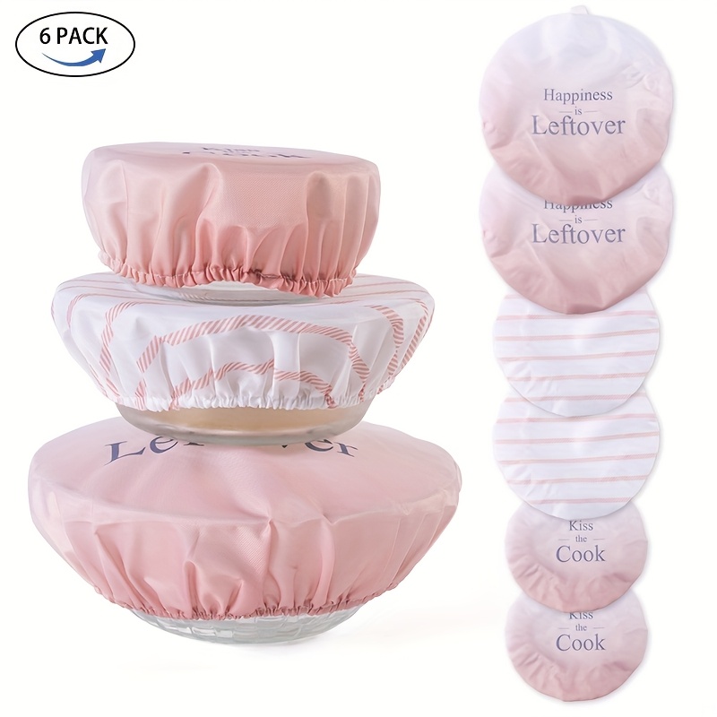 Set Of 6 Reusable Oxford Cloth Bowl Covers For Salad Bowls, Featuring A Dust-proof Design Print