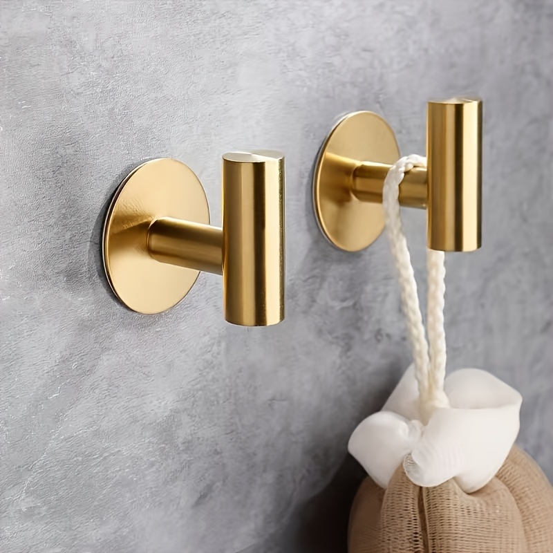 TEMU Spring And Summer New Stainless And Hat Hook Nail-free 2pcs Set And 4pcs Set Towel Hook Clothes Hook Bath Towel Hook Gift Recommendation Golden