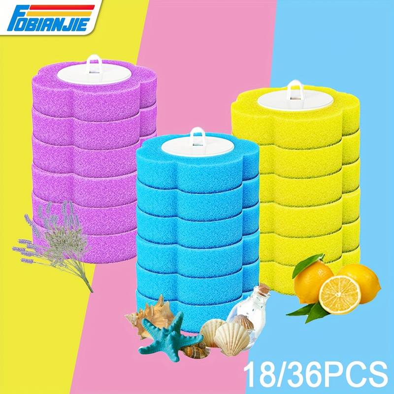 18-Pack Toilet Brush Replacement Heads - Scented Cleaning Pads, Deep Clean, Easy To Attach, Blue Ocean, Lemon, Lavender