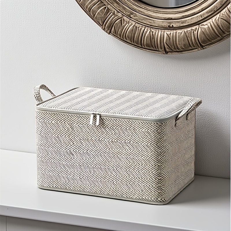 TEMU 1 Boîte de Rangement Extra-Large avec Couvercle, Empilable pour Gagner de la Place, Bac de Rangement en Tissu Non Tissé Épaissi pour Usage