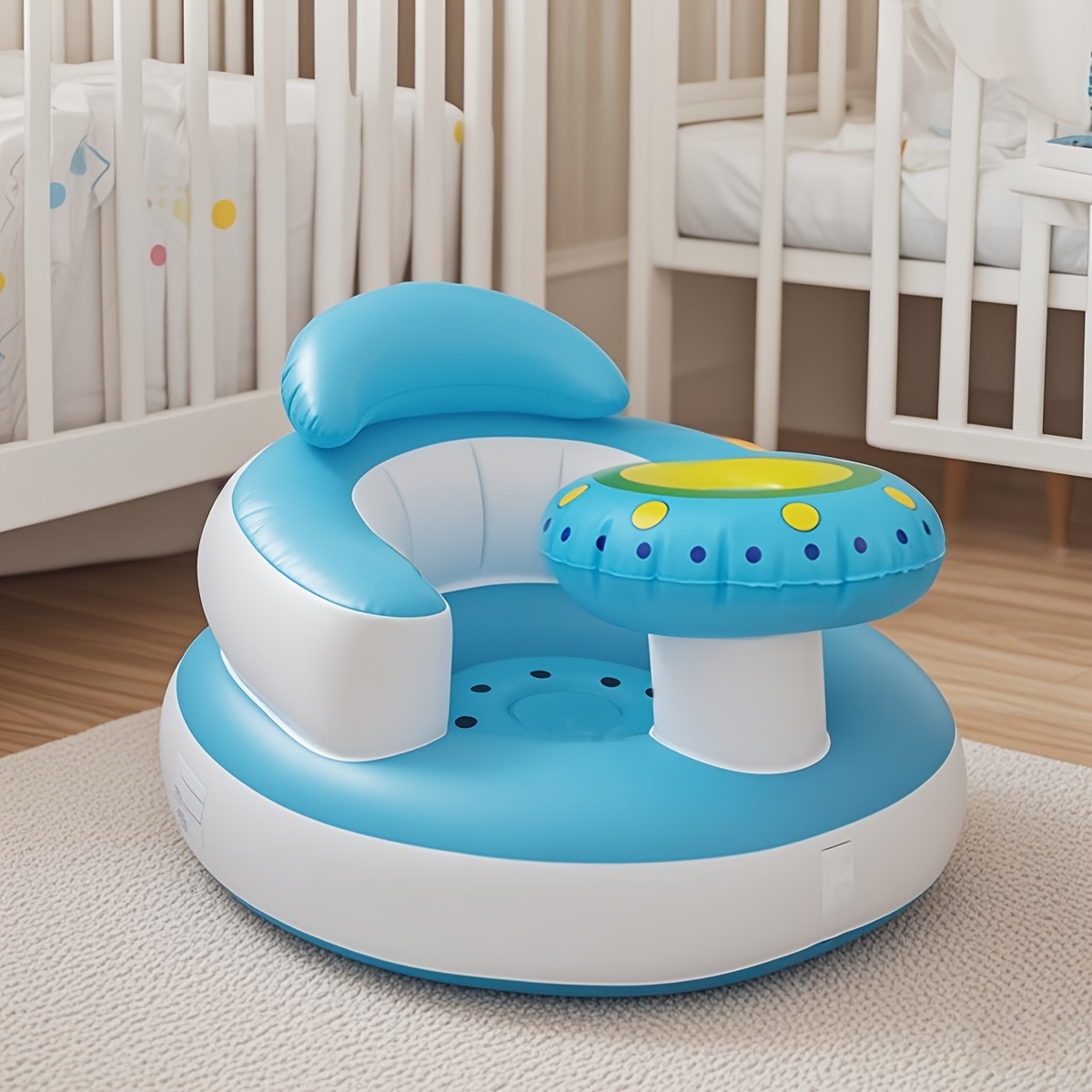 Inflatable Seat, Portable Inflatable Chair, Suitable For Over 3 Months Old, Features A Built-in Pump For A Sitting And Standing Support Seat, Essential For Home And Travel