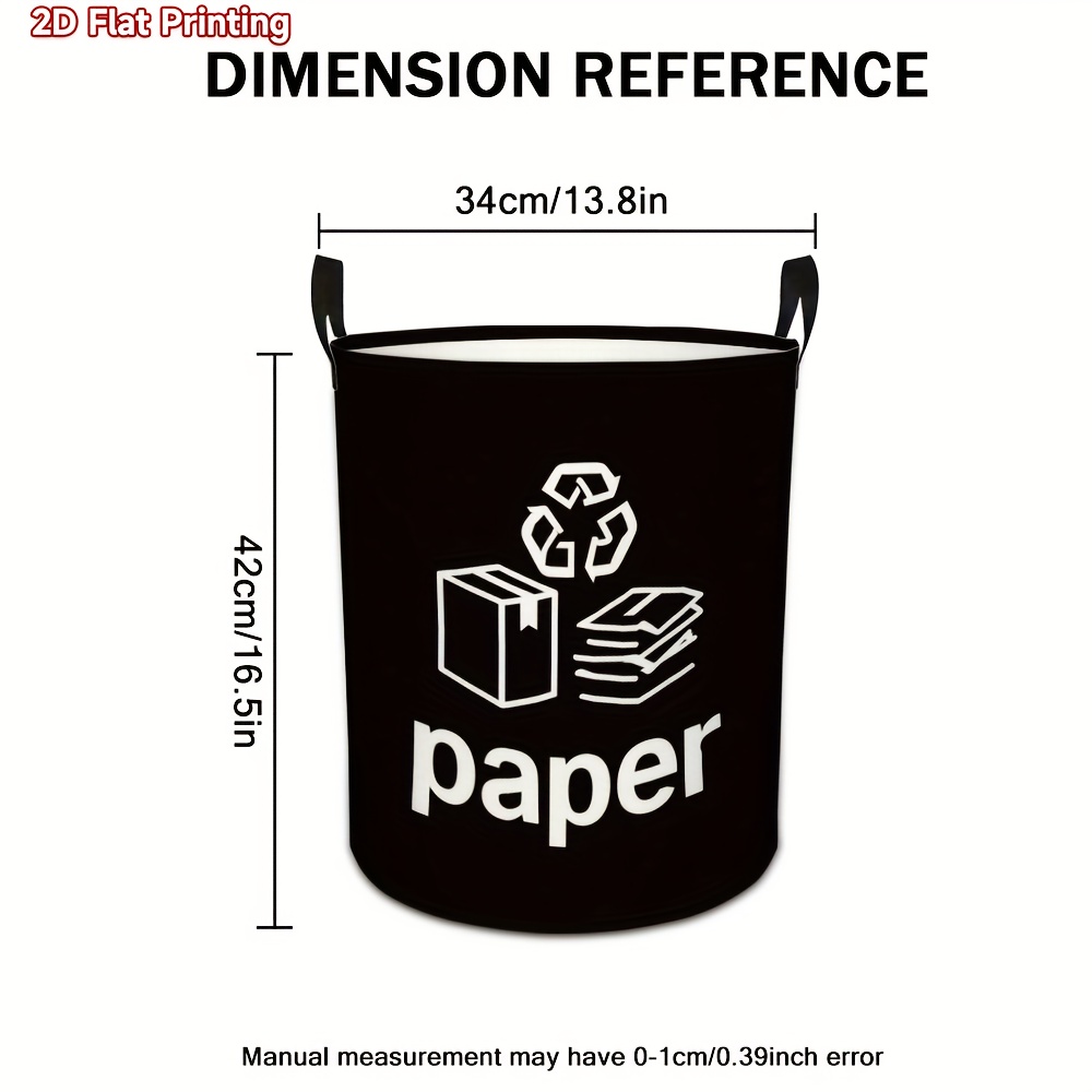 E-shop 1 Stück 1 Stück Stylischer faltbarer Aufbewahrungskorb mit Recycling-Symbol & Papier-Symbol – Großes Fassungsvermögen aus Polyesterstoff,