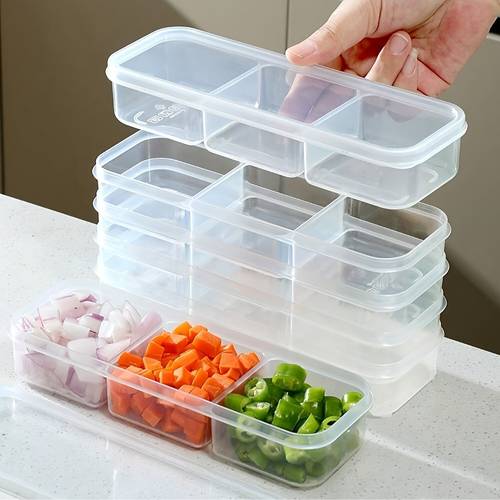 1 4pcs leakproof food prep container with multi compartments clear plastic food storage box with lids stackable lunch holder bins for picnic microwave and dishwasher safe portable large capacity ideal for vegetable and meat