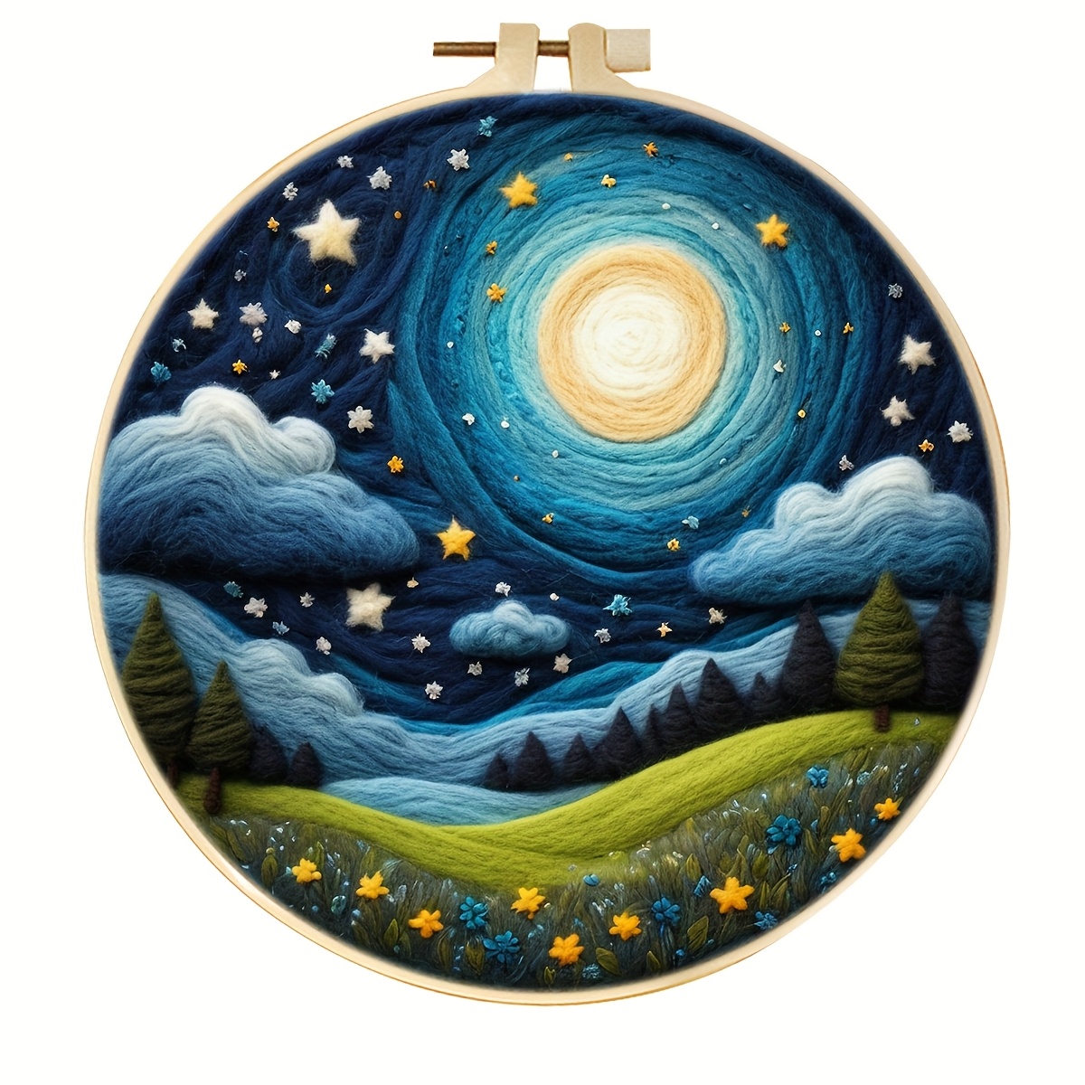 TEMU 2d Wool Felt Kit, Wool Felting, Fun, Handmade, Felt Painting, Tools Hoop, Felting Needle, Foam Pad, Felt Fabric, And Manual. A Creative Gift And