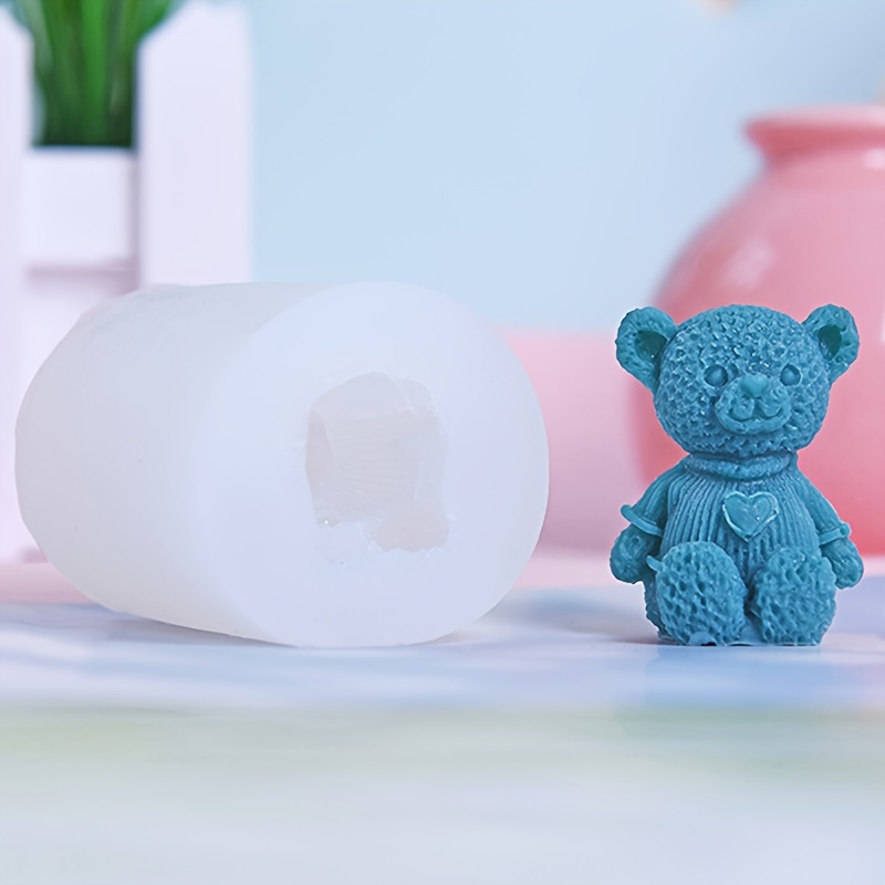 

1pc, Moule en silicone 3D en forme d'ours en peluche, Moule à bougie d'aromathérapie