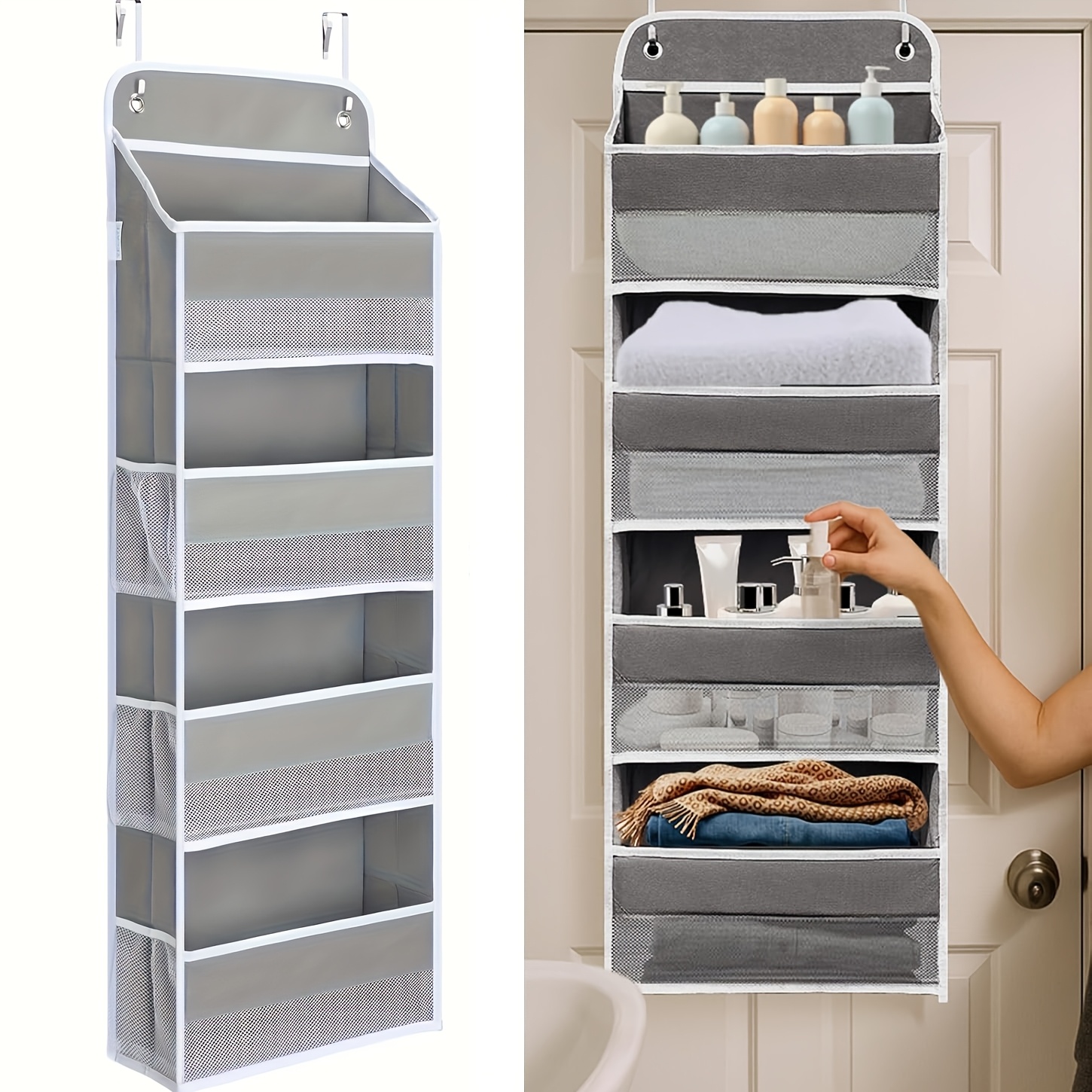 TEMU Over The Door Organizer Storage, 4 Tier Hanging Door Organizer With 6 Large Capacity Pockets, Anti Tilt Load Behind Door Organizer For Bedroom,