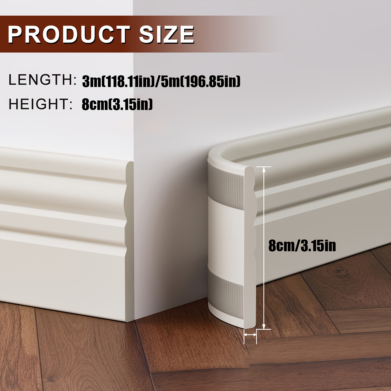 TEMU 11mm Thick Self-adhesive Decorative Trim, 3.15-inch Wide Nbr Foam Wall And Floor Strip, Flexible And Easy-to-peel Self-adhesive Molding Edge