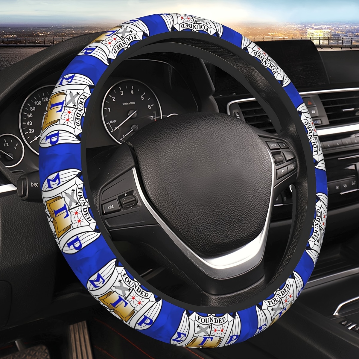 

Fraternity Spirit, Gamma Rho Sorority-inspired Thick Neoprene Steering Wheel Cover - 15" Anti-slip, Anime Car Accessory For