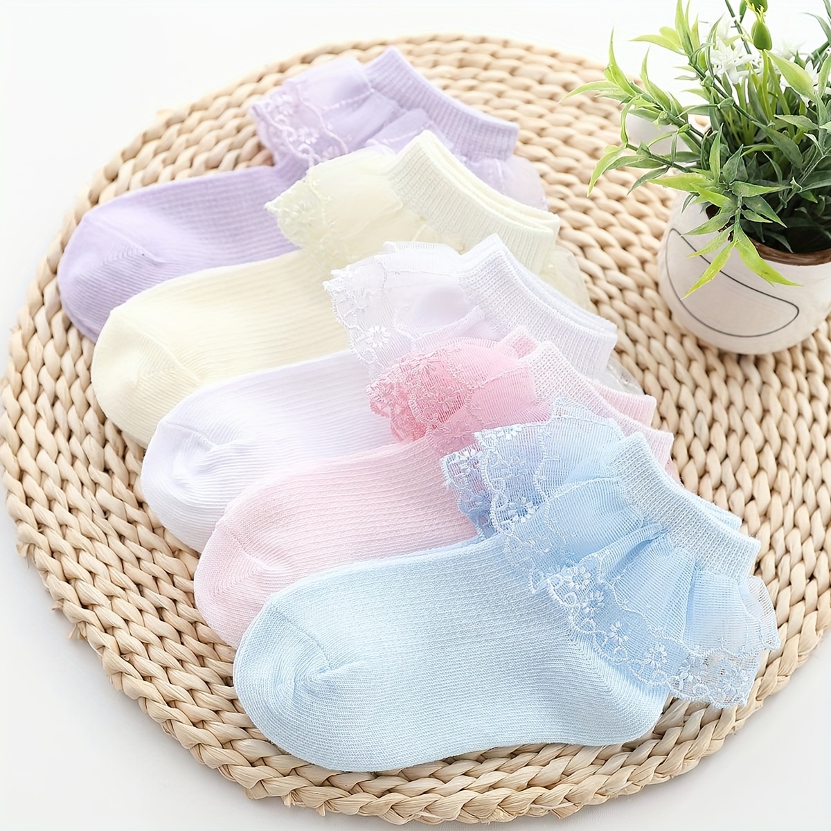 5 pairs of girls   lace socks childrens dance socks soft and comfortable fabric double lace with   embroidery suitable for spring and summer wear