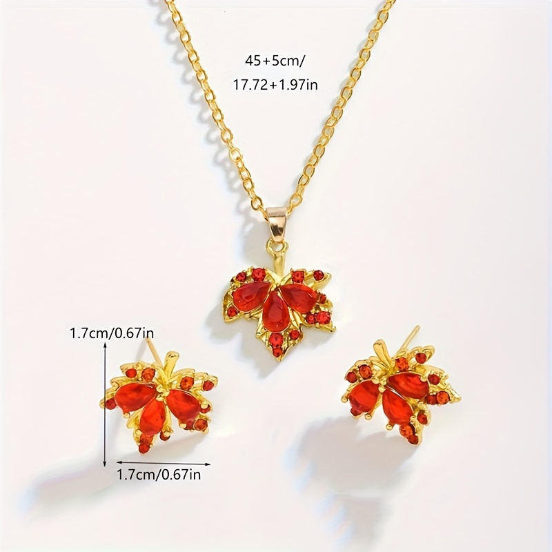 2pcs Jewelry Set, Women's Jewelry Set, Autumn Leaf Earrings And Necklace Set