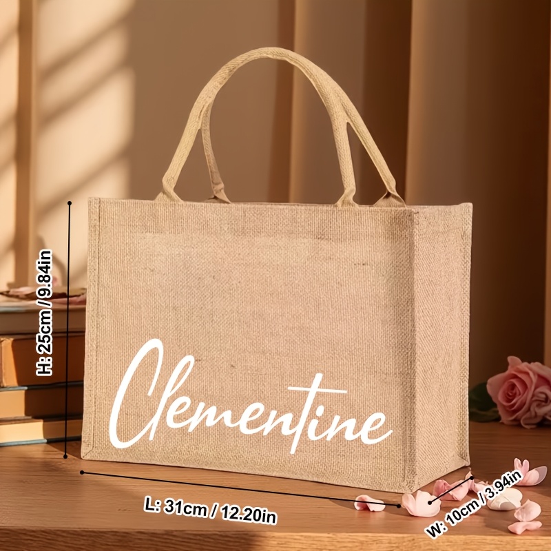 TEMU Personalized Custom Tote Bag Jute Bag, Commuting And Outing, Tote Bag, Fashionable Casual Travel Shoulder Bag, Shopping Bag, Travel Beach