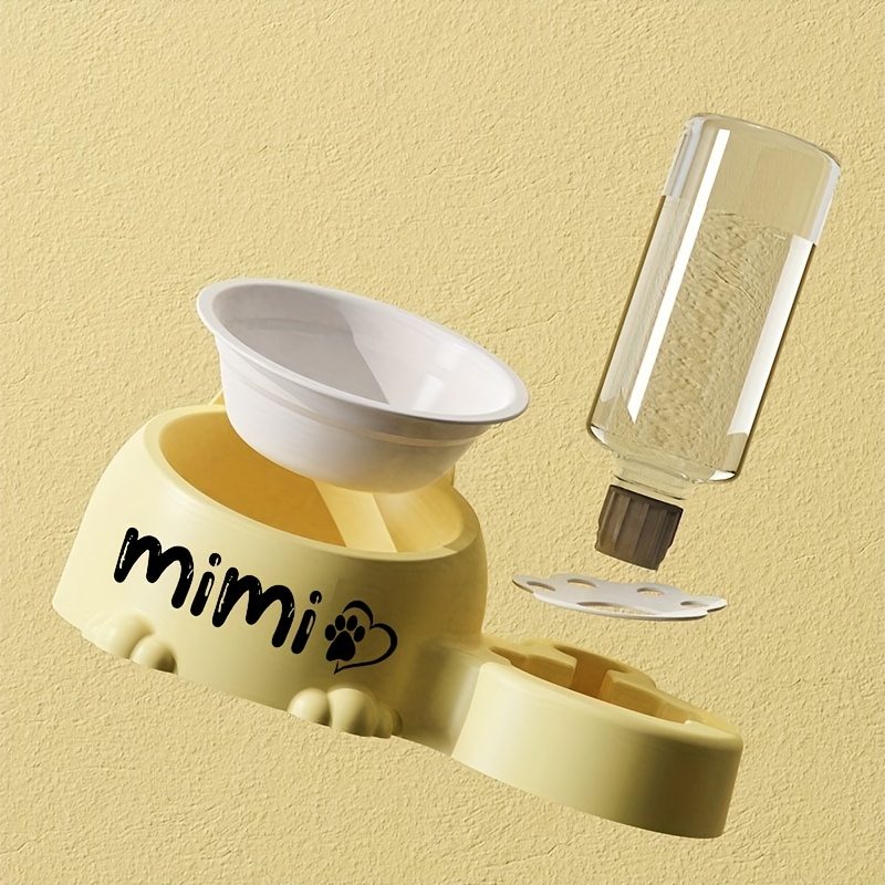 [Pet Rice Bowl] (Customized) Personalized, 1pc, Pet Rice Bowl, Cat Bowl, Dog Basin, Anti-Knock, Oblique Neck Protection, Automatic Drinking Water, Suitable for Other Small And Medium-Sized Pets Such As Cats And Dogs, Without Battery