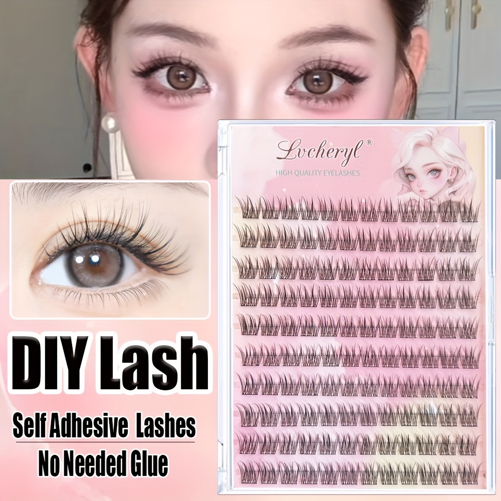 120pcs Self-adhesive Three-fishtail Eyelash Clusters, No Glue Needed Eyelash, Natural Lash Clusters, Eyelash Extension For Eyes Makeup Tool