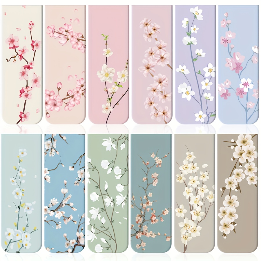 12pcs floral magnetic bookmarks assorted flower designs strong magnet page clips for books and planners durable paper book markers set for readers 0