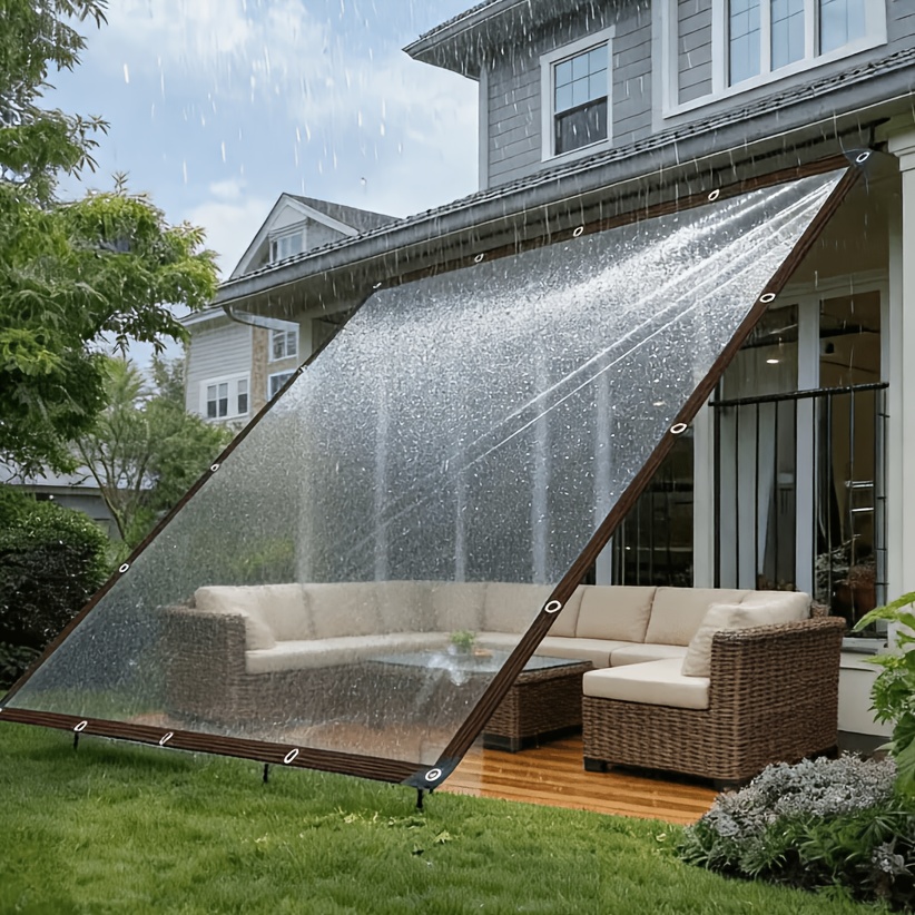 TEMU Cubierta transparente impermeable para patio exterior, lona de lluvia transparente engrosada para uso agrícola, lámina plástica aislante para